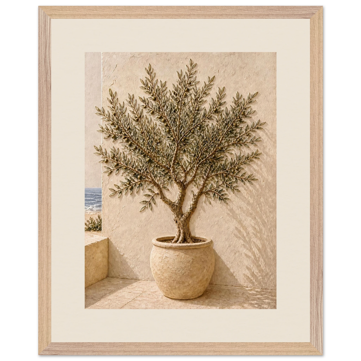 Olive Terrace: landscape and sun. Museum-quality framed fine art print.
