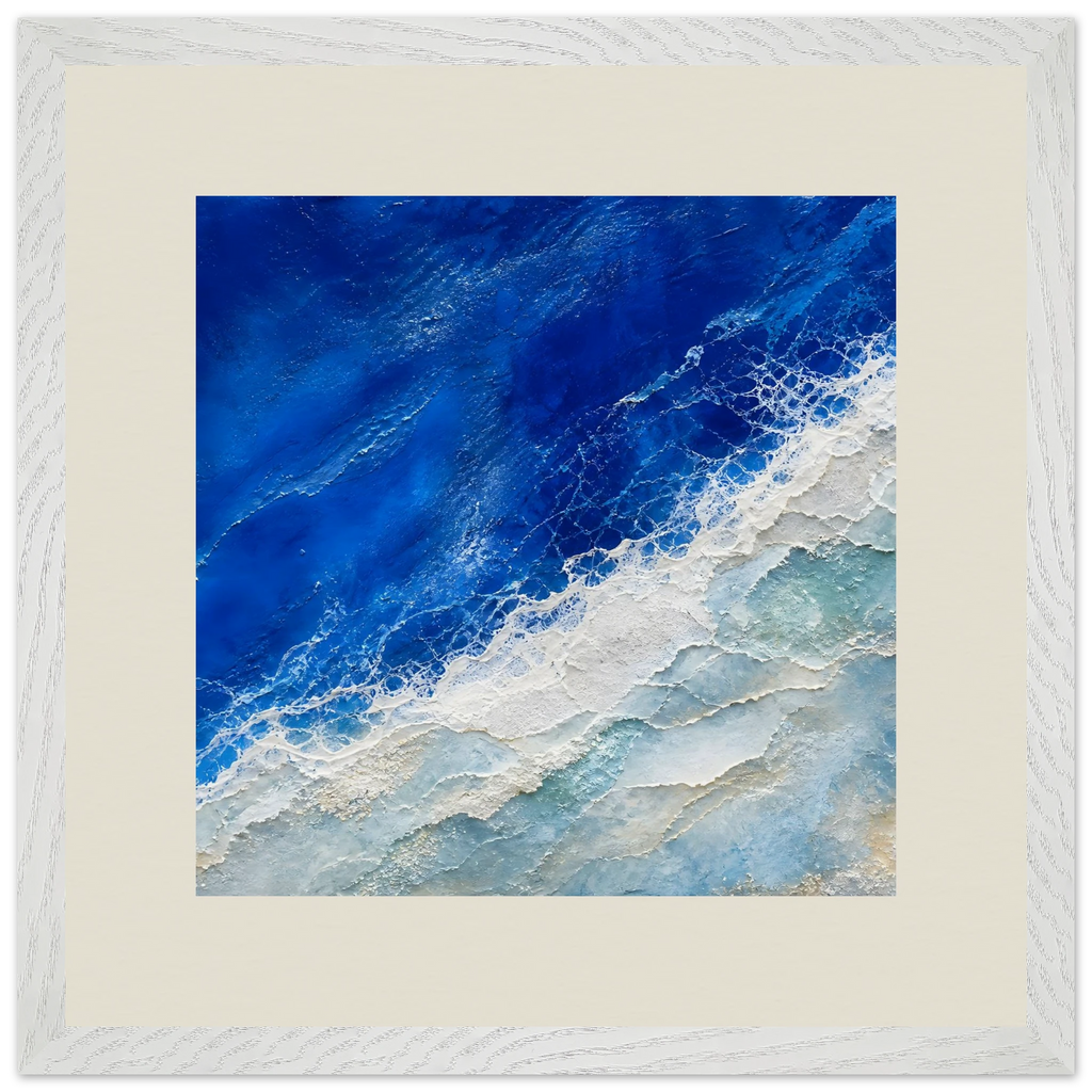Cobalt Foam: abstract, cobalt and sea foam. Museum-quality framed fine art print.