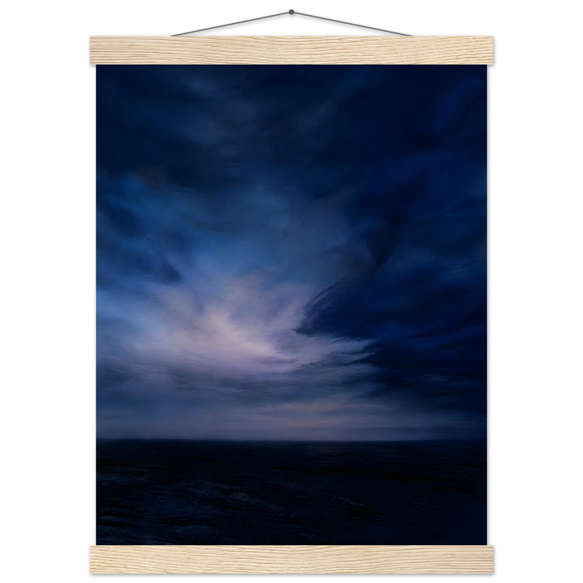Blue Hour Field: night, horizon and deep blue. Fine art poster.