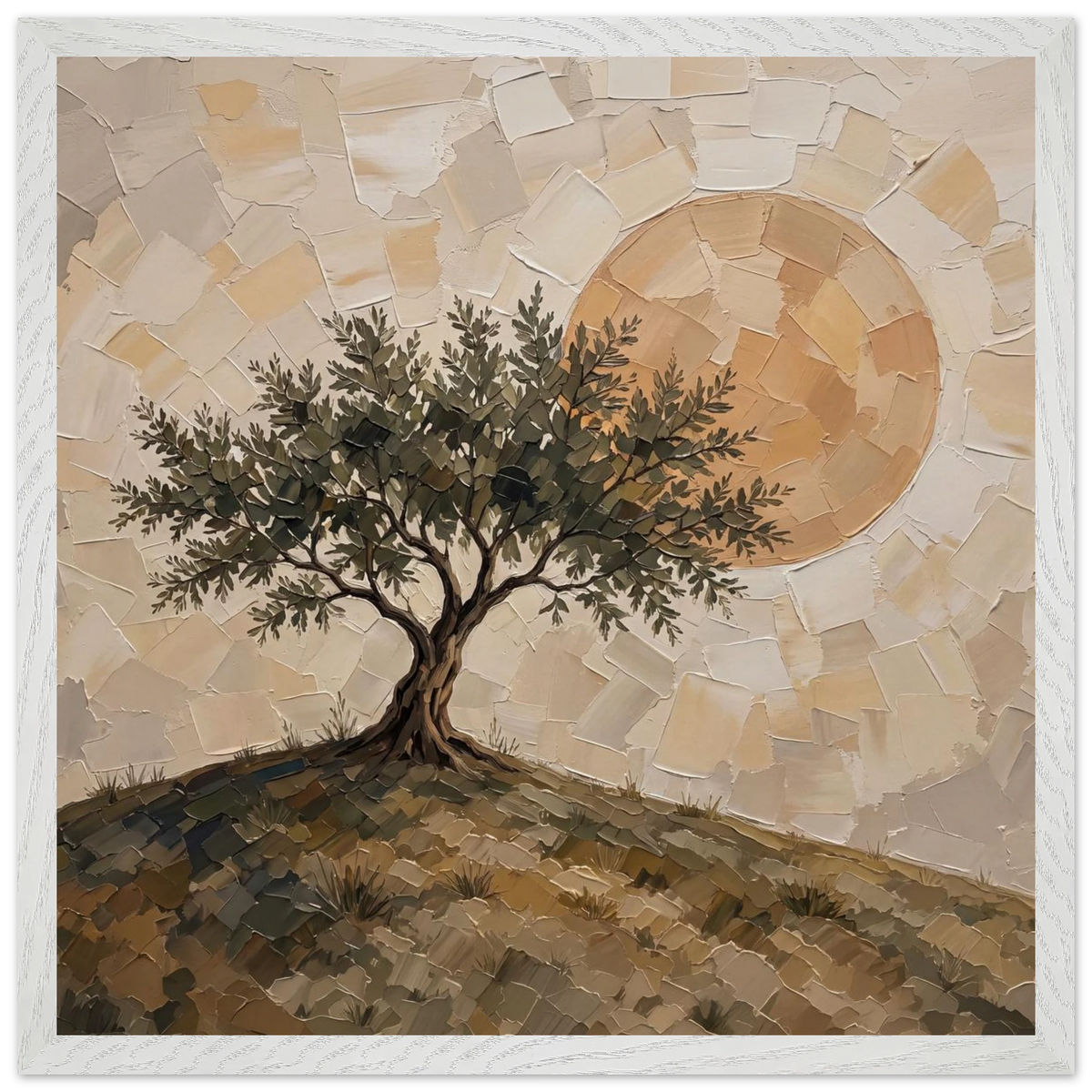 Olive Noon: hills, botanical and golden tones. Framed fine art print by The Light Stays.