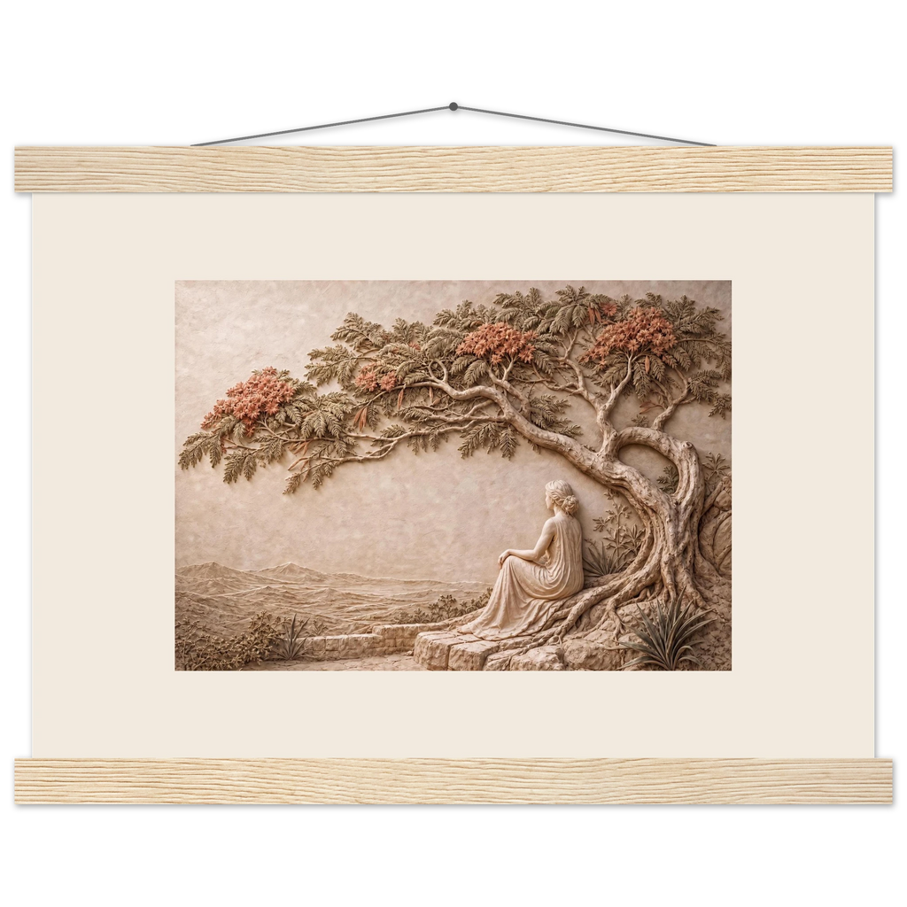 Under the Blossoms: petra and flora. Fine art poster.