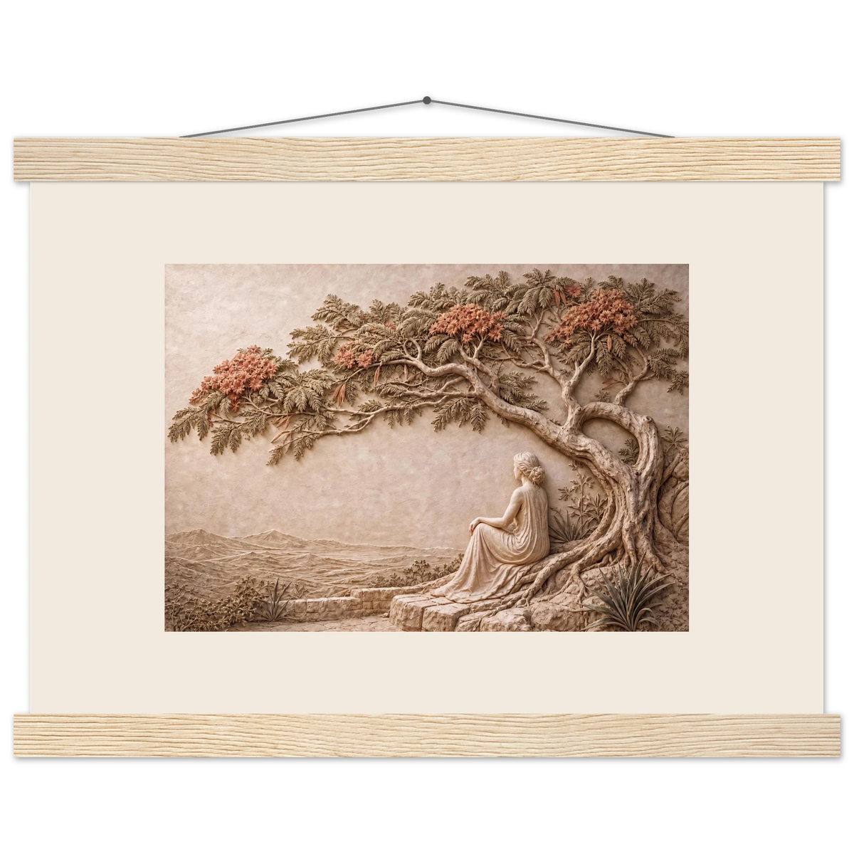 Under the Blossoms: petra and flora. Fine art poster.