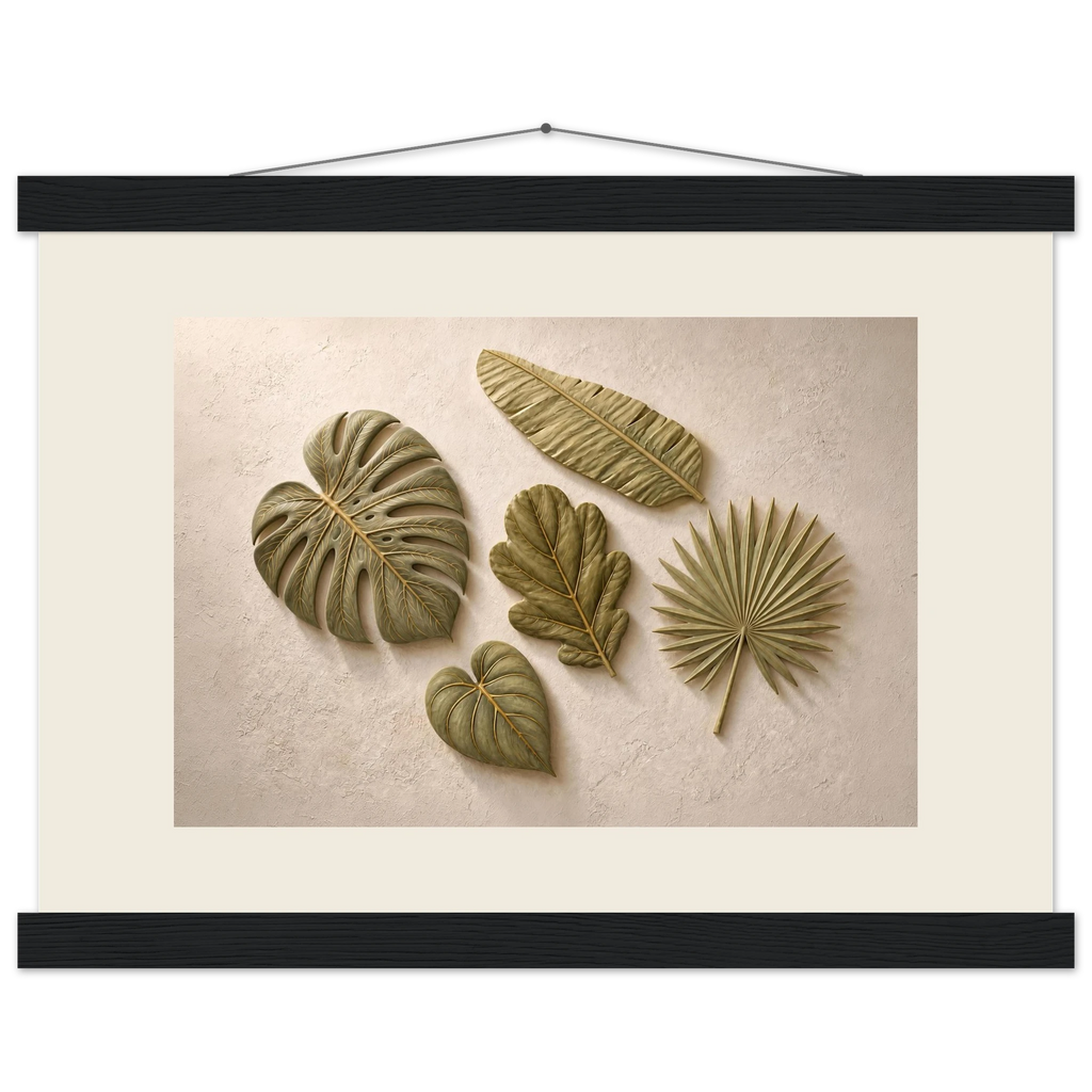Green Constellation: botanical, green and loose rhythm. Fine art poster, alternate frame and size.