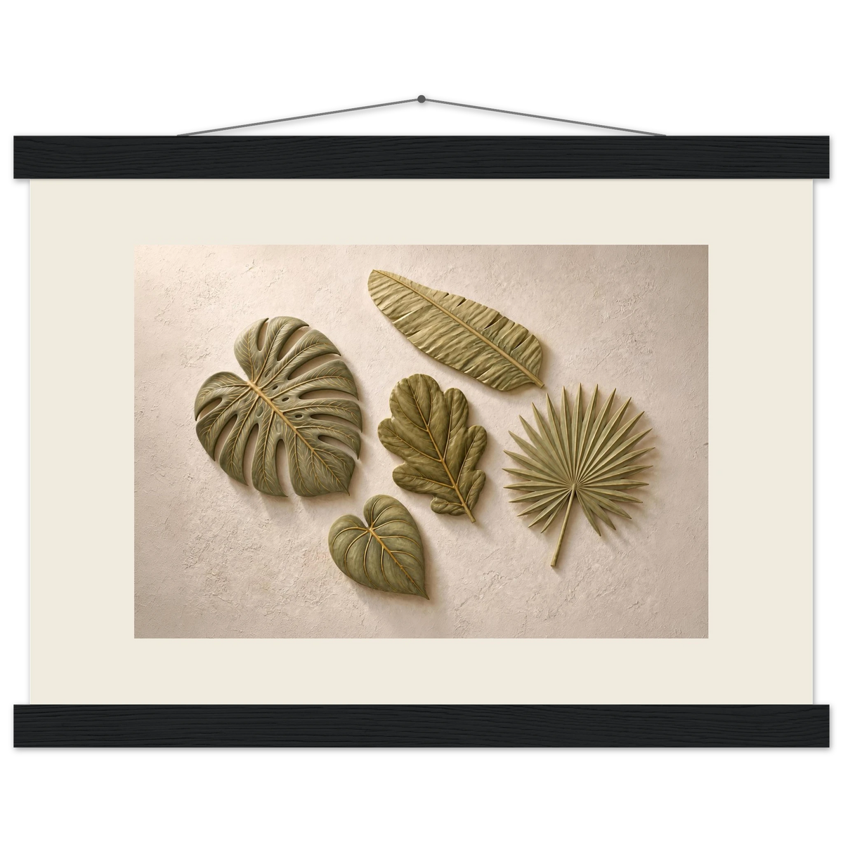Green Constellation: botanical, green and loose rhythm. Fine art poster, alternate frame and size.