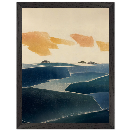 Amber and Indigo: abstract, coastline and color field. Framed fine art print by The Light Stays.