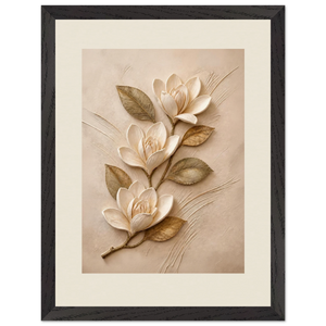 Magnolia Ascent: flowers and botanical. Framed fine art print.