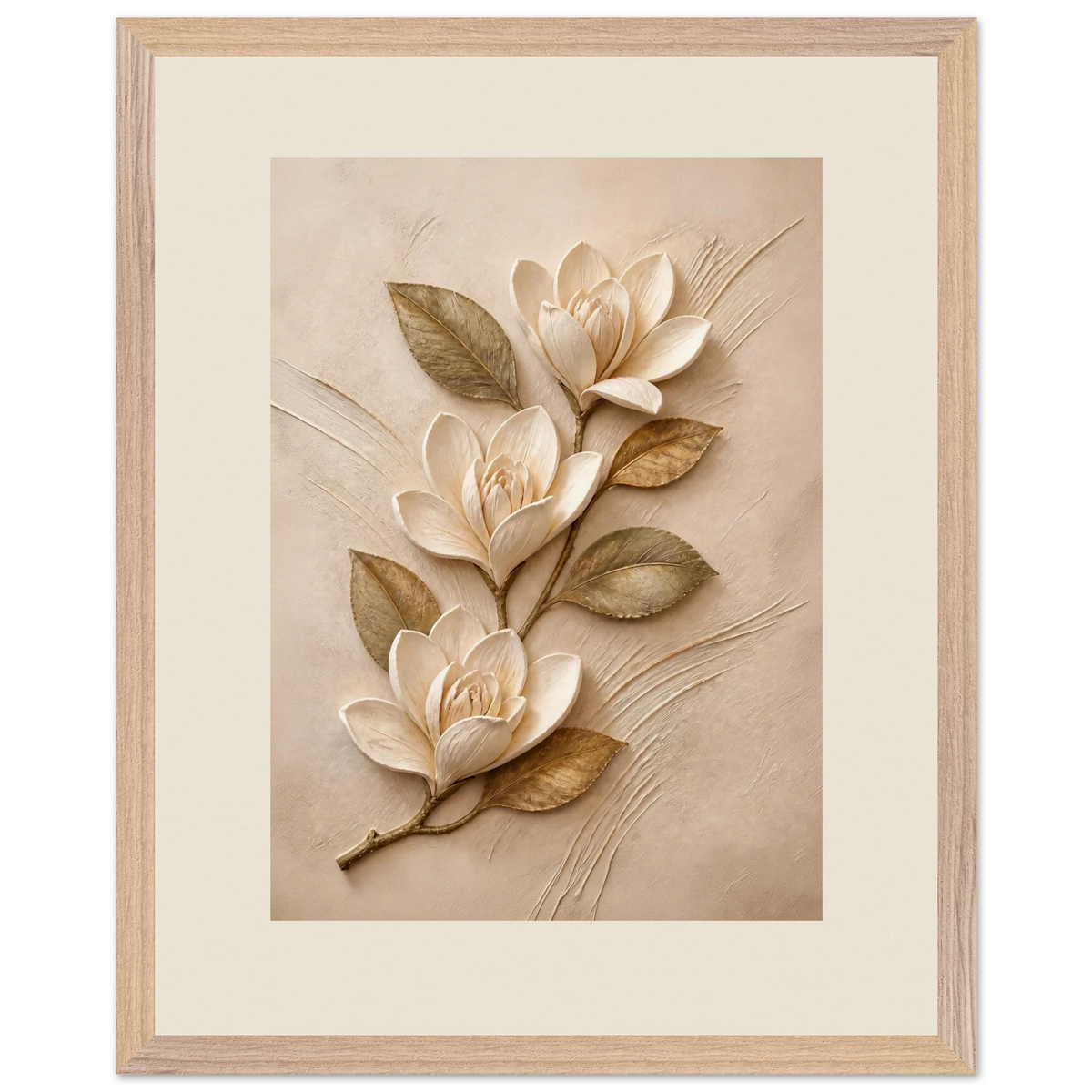 Magnolia Ascent: flowers and botanical. Framed fine art print, alternate frame and size.