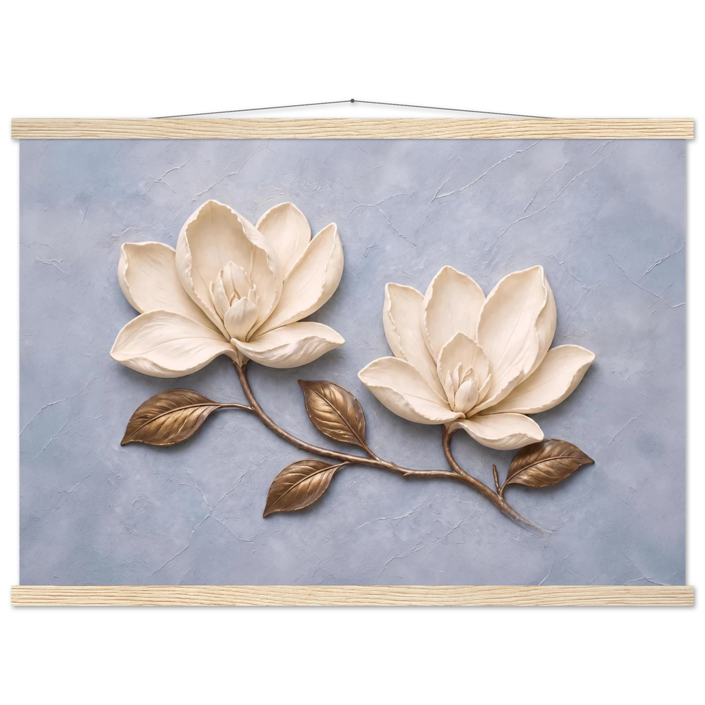 Bronze Magnolia: flowers and botanical. Museum-quality fine art poster.