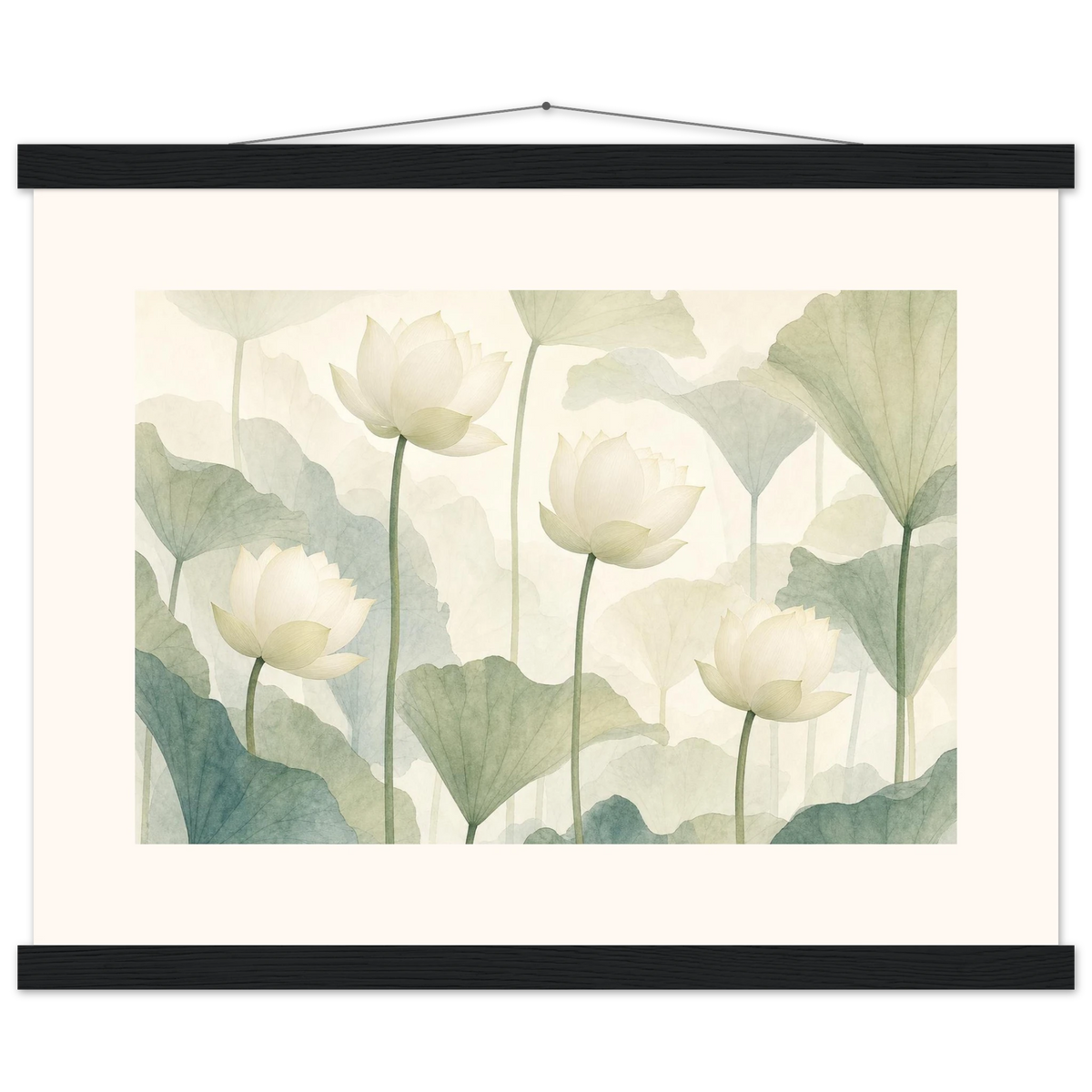 Ivory Lotus Screen: flowers and botanical. Fine art poster by The Light Stays.