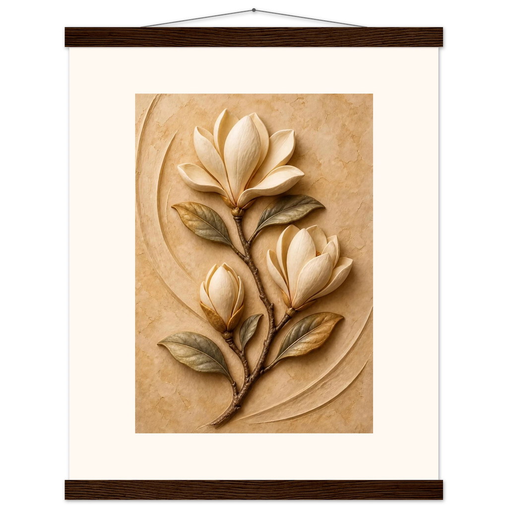 Magnolia Arc: flowers and botanical. Museum-quality fine art poster.