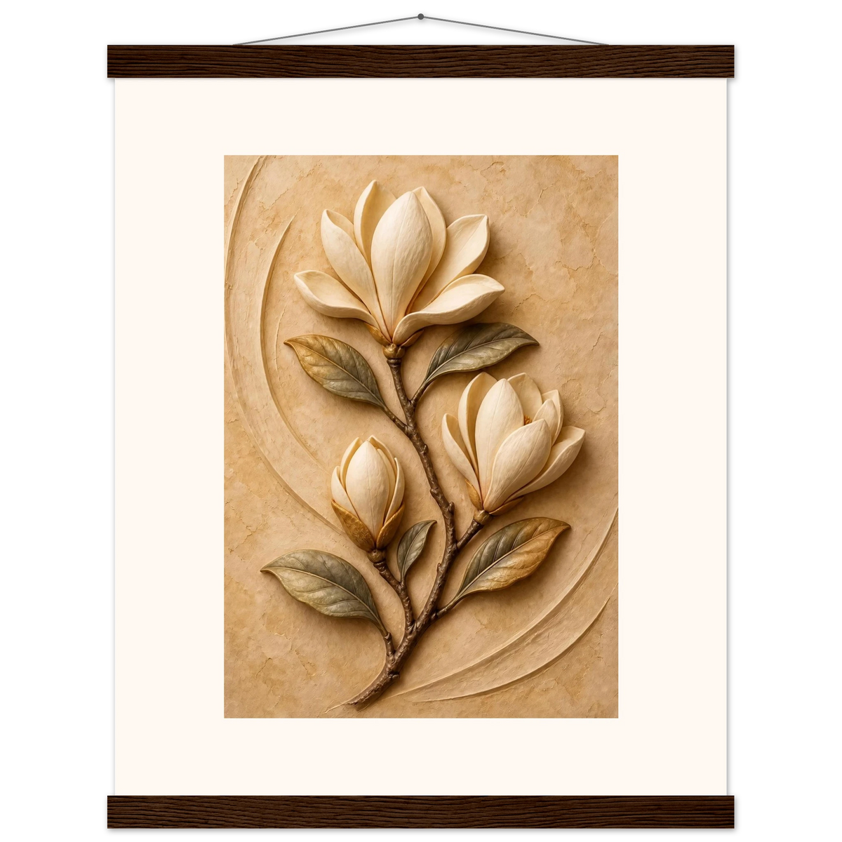 Magnolia Arc: flowers and botanical. Museum-quality fine art poster.
