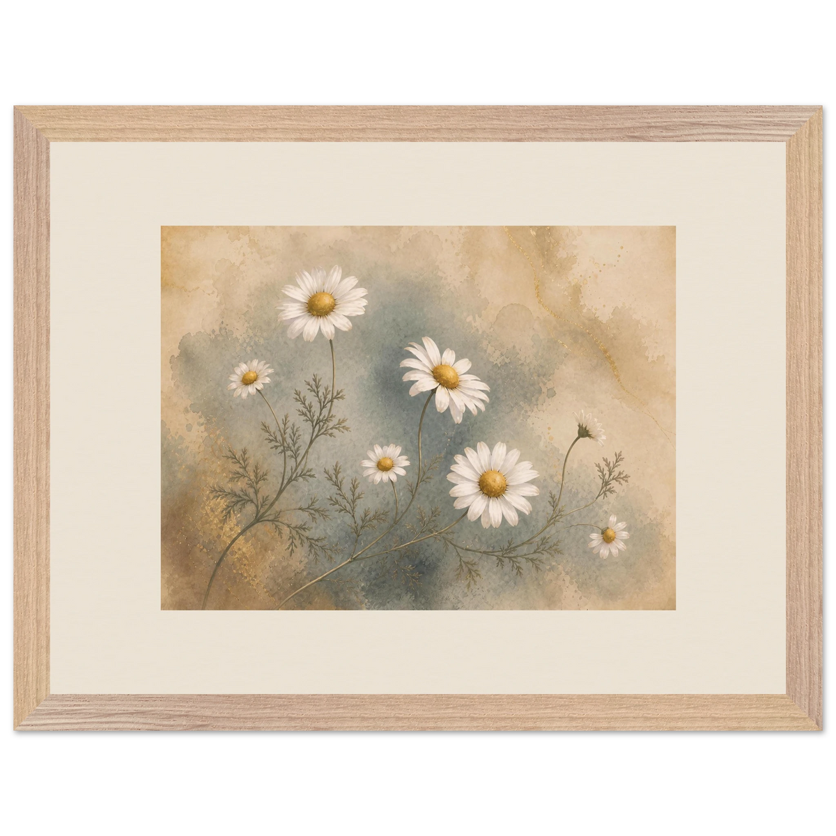 Chamomile Hours, flowers and botanical. Archival framed fine art print shown framed.