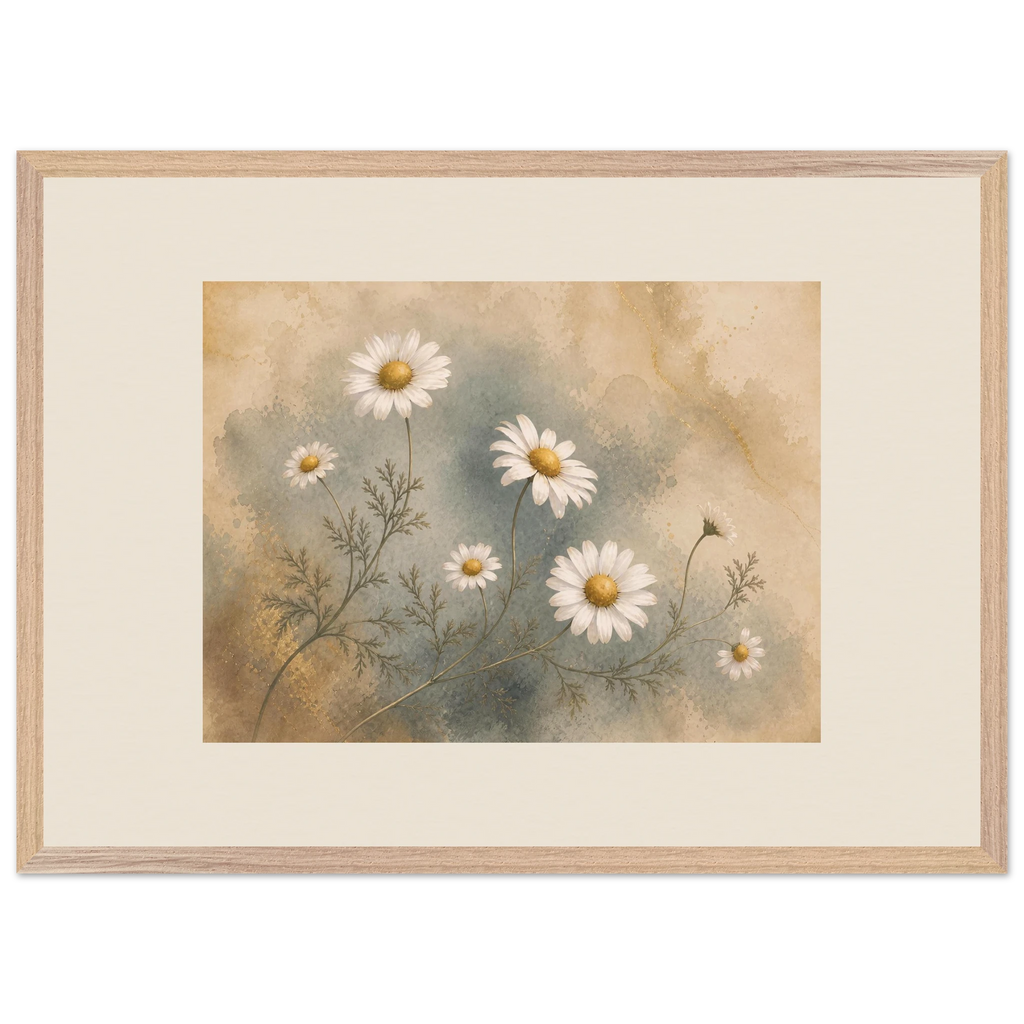 Chamomile Hours: flowers and botanical. Framed fine art print, alternate frame and size.