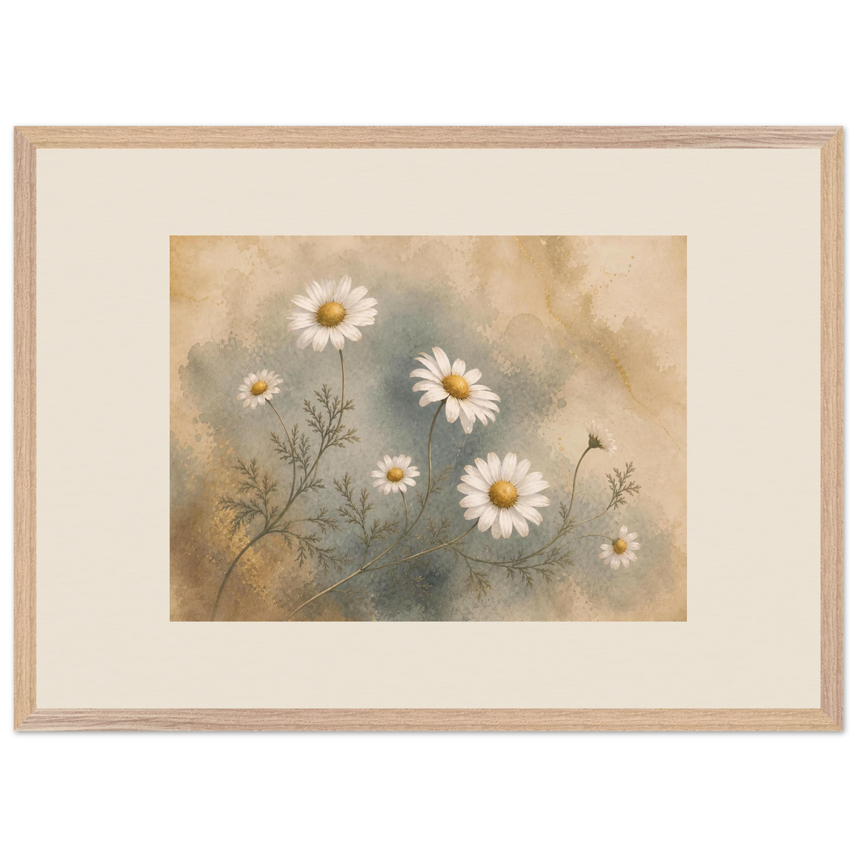 Chamomile Hours: flowers and botanical. Framed fine art print, alternate frame and size.
