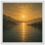 Quadro emoldurado Reflexo Dourado, lago e montanhas sob luz dourada