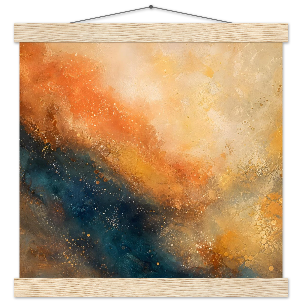 Warm Cosmic Field: galaxy, night sky and celestial art. Fine art poster with wooden hanger by The Light Stays.