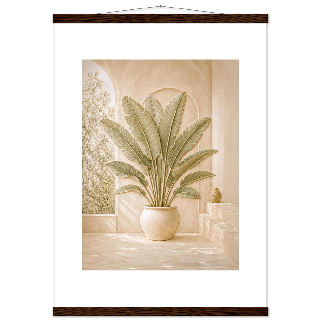 Courtyard Noon: landscape and sun. Fine art poster, alternate frame and size.