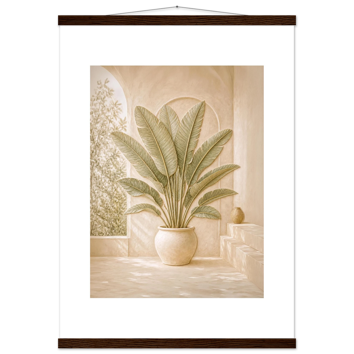 Courtyard Noon: landscape and sun. Fine art poster, alternate frame and size.