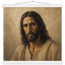 Pôster Kind Eyes com suporte de madeira, retrato sereno de Jesus em luz quente