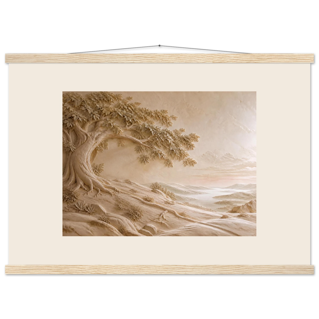 Sandstone Dawn, lumen and siena. Archival fine art poster shown framed.