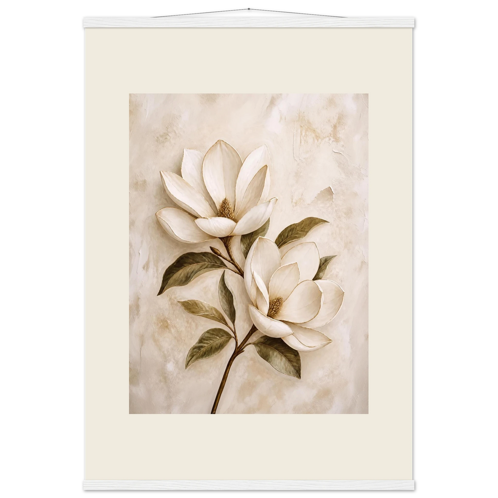 Gilded Magnolia: flowers and botanical. Museum-quality fine art poster.