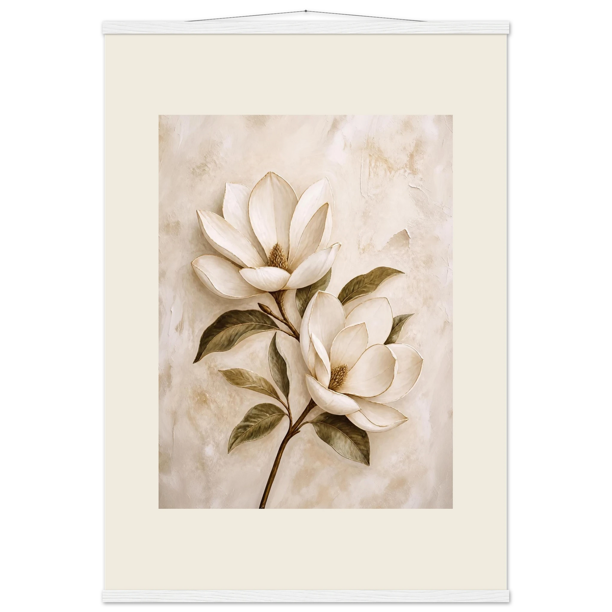 Gilded Magnolia: flowers and botanical. Museum-quality fine art poster.