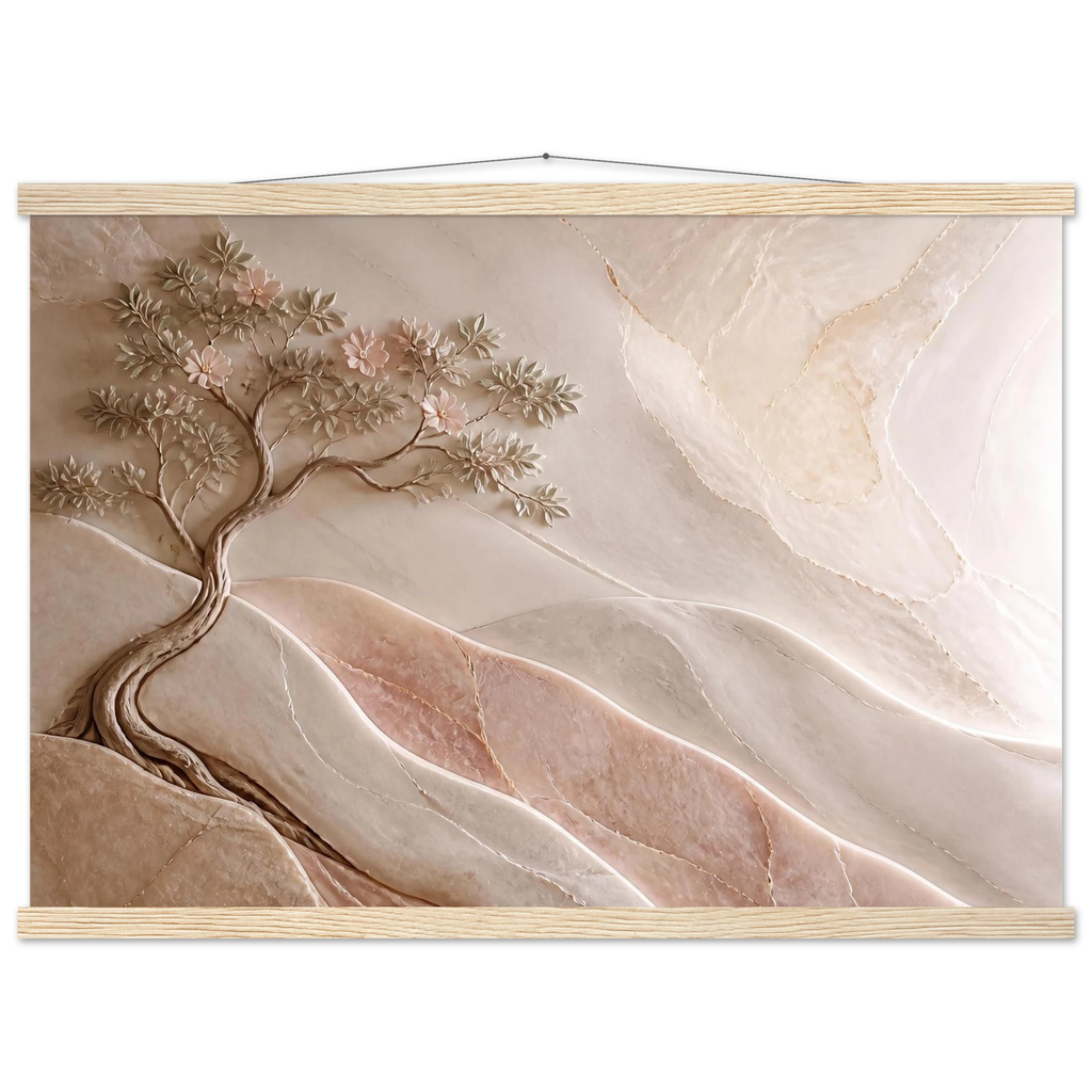Stone Dawn, petra and siena. Archival fine art poster shown framed.