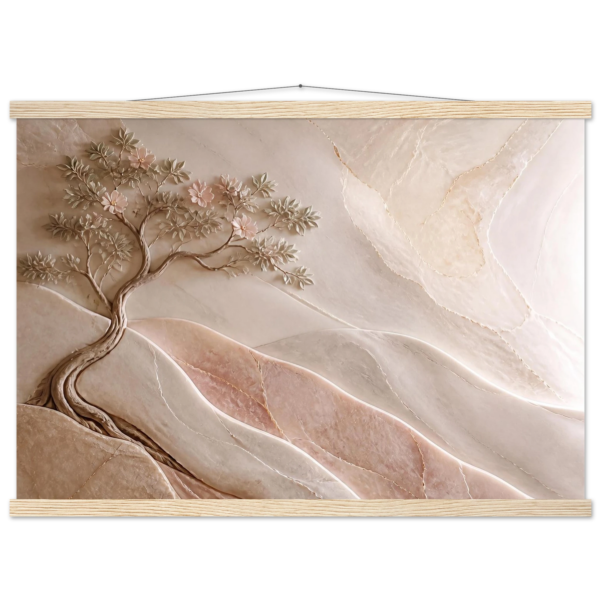 Stone Dawn, petra and siena. Archival fine art poster shown framed.
