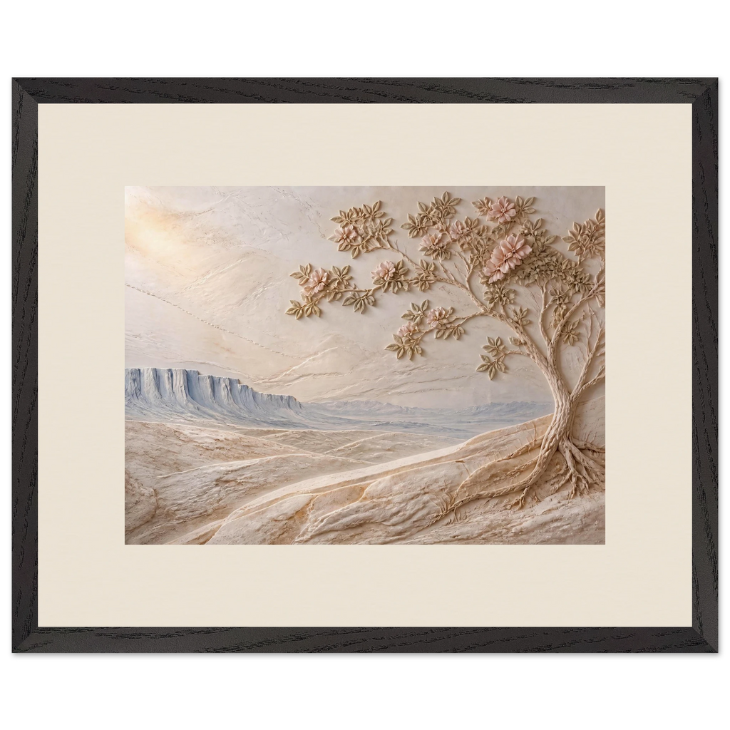 Cliffside Bloom, flowers and botanical. Archival framed fine art print shown framed.