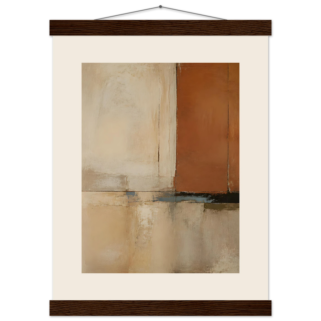 Terracotta Diptych, Panel I of II, two panels, terracotta and cream. Archival fine art poster shown framed.