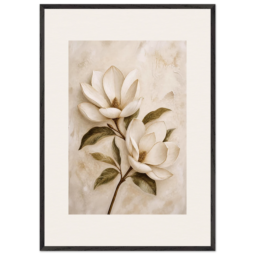 Gilded Magnolia: flowers and botanical. Framed fine art print by The Light Stays.