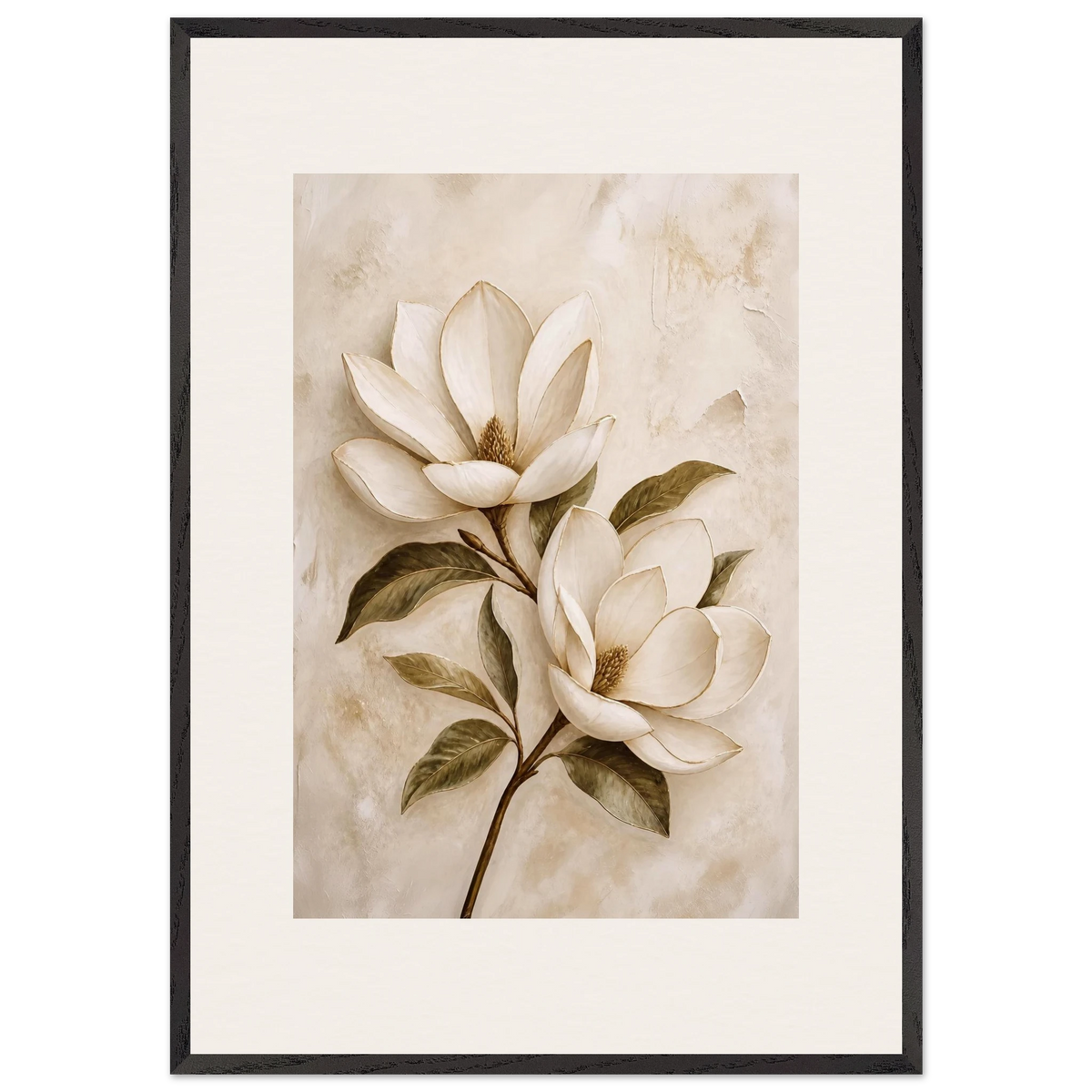Gilded Magnolia: flowers and botanical. Framed fine art print by The Light Stays.