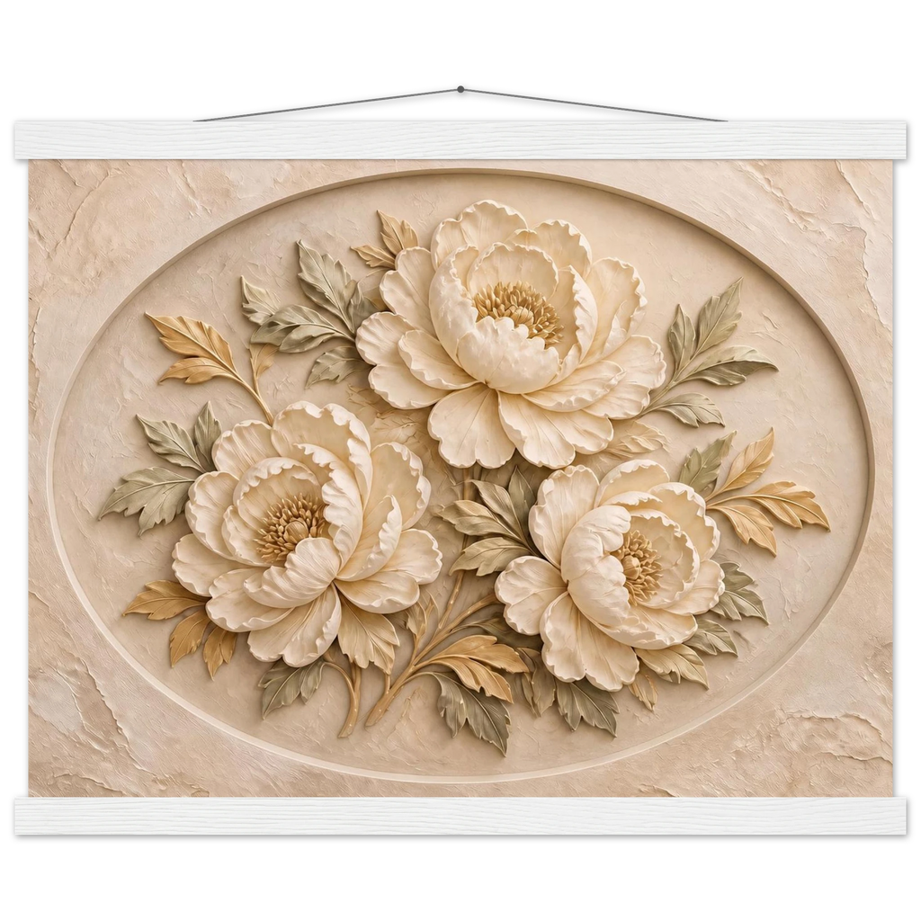 Peonies in Stone: flowers and botanical. Fine art poster by The Light Stays.