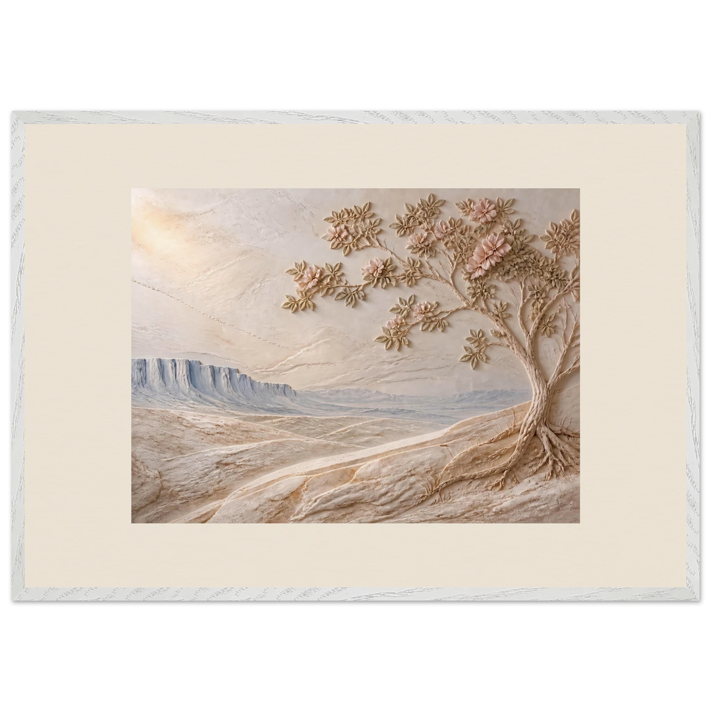 Cliffside Bloom: flowers and botanical. Museum-quality framed fine art print.