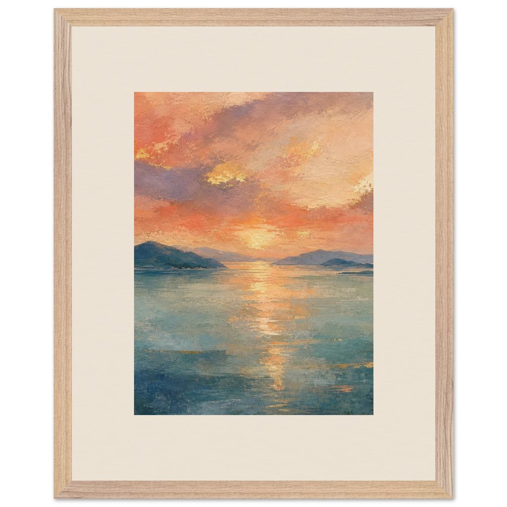 Setouchi Peach Dawn: riviera and japandi. Museum-quality framed fine art print.