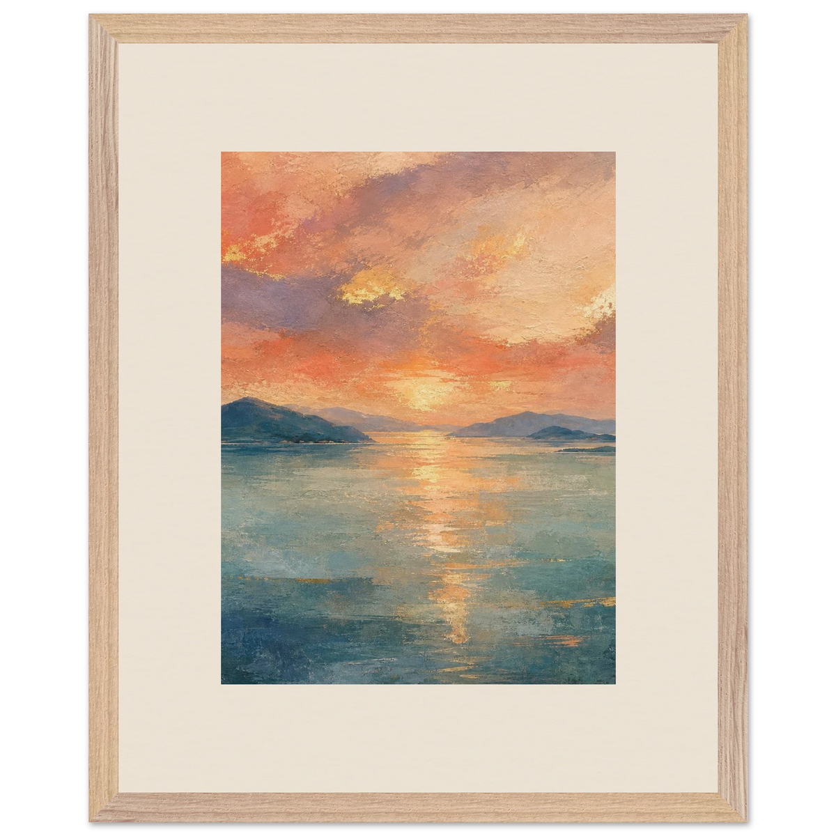 Setouchi Peach Dawn: riviera and japandi. Museum-quality framed fine art print.