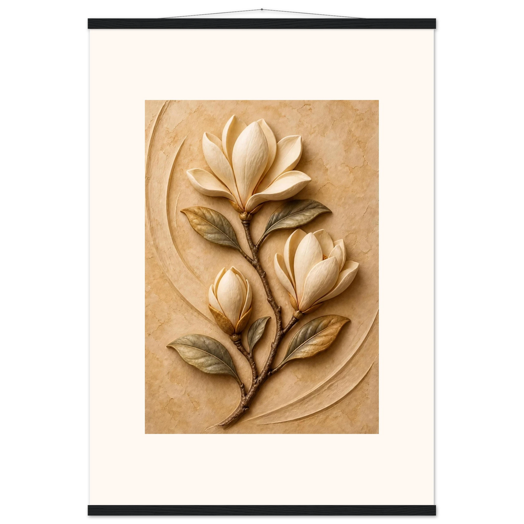 Magnolia Arc: flowers and botanical. Museum-quality fine art poster.