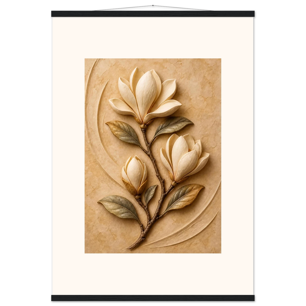 Magnolia Arc: flowers and botanical. Museum-quality fine art poster.