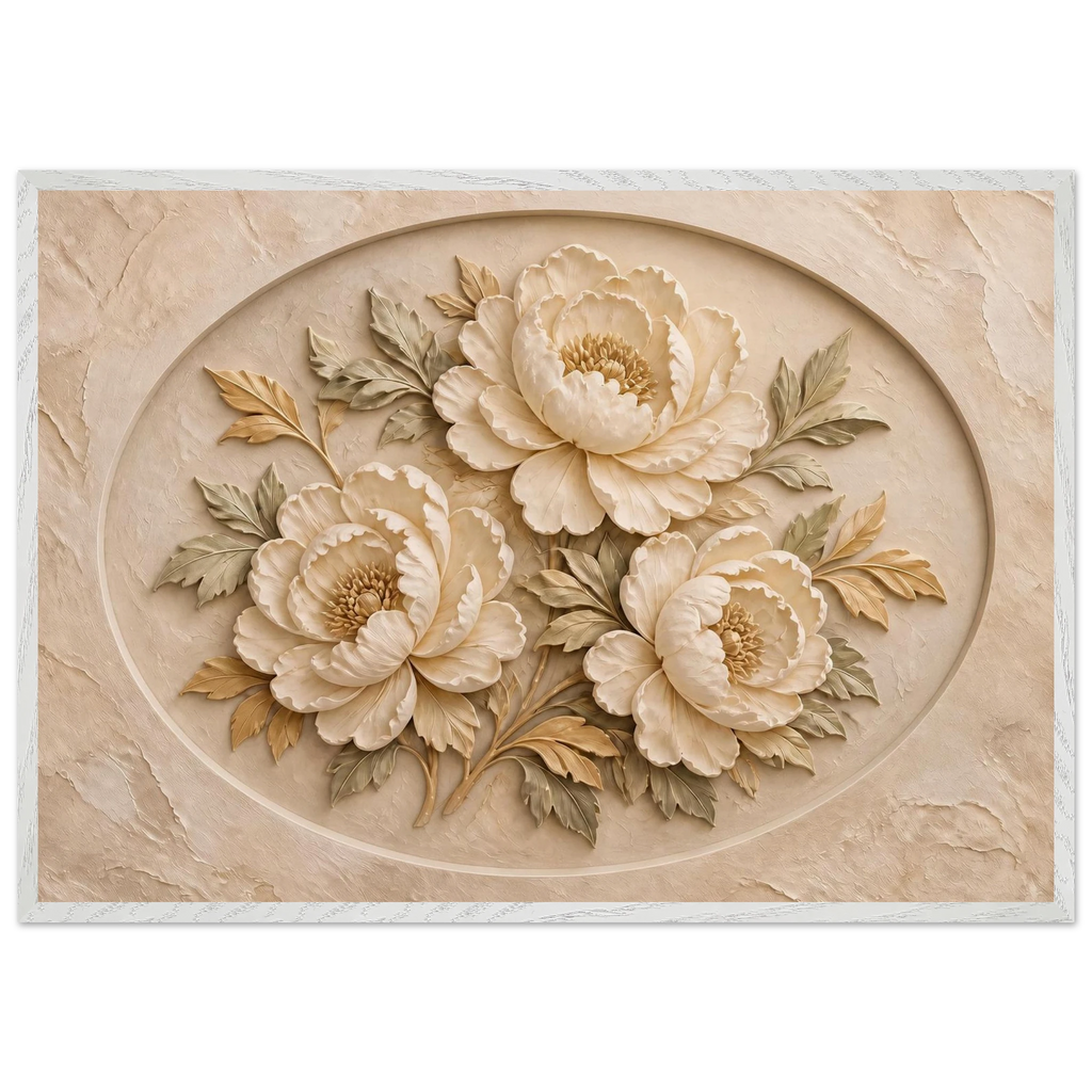 Peonies in Stone: flowers and botanical. Framed fine art print by The Light Stays.
