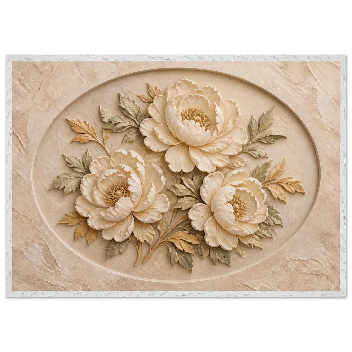 Peonies in Stone: flowers and botanical. Framed fine art print by The Light Stays.