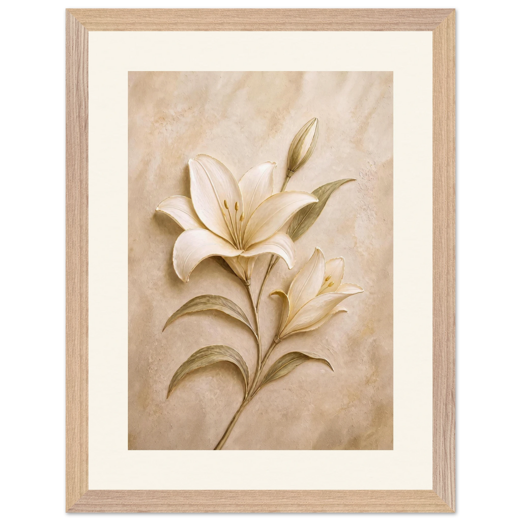 Alabaster Lily: flowers and botanical. Framed fine art print by The Light Stays.