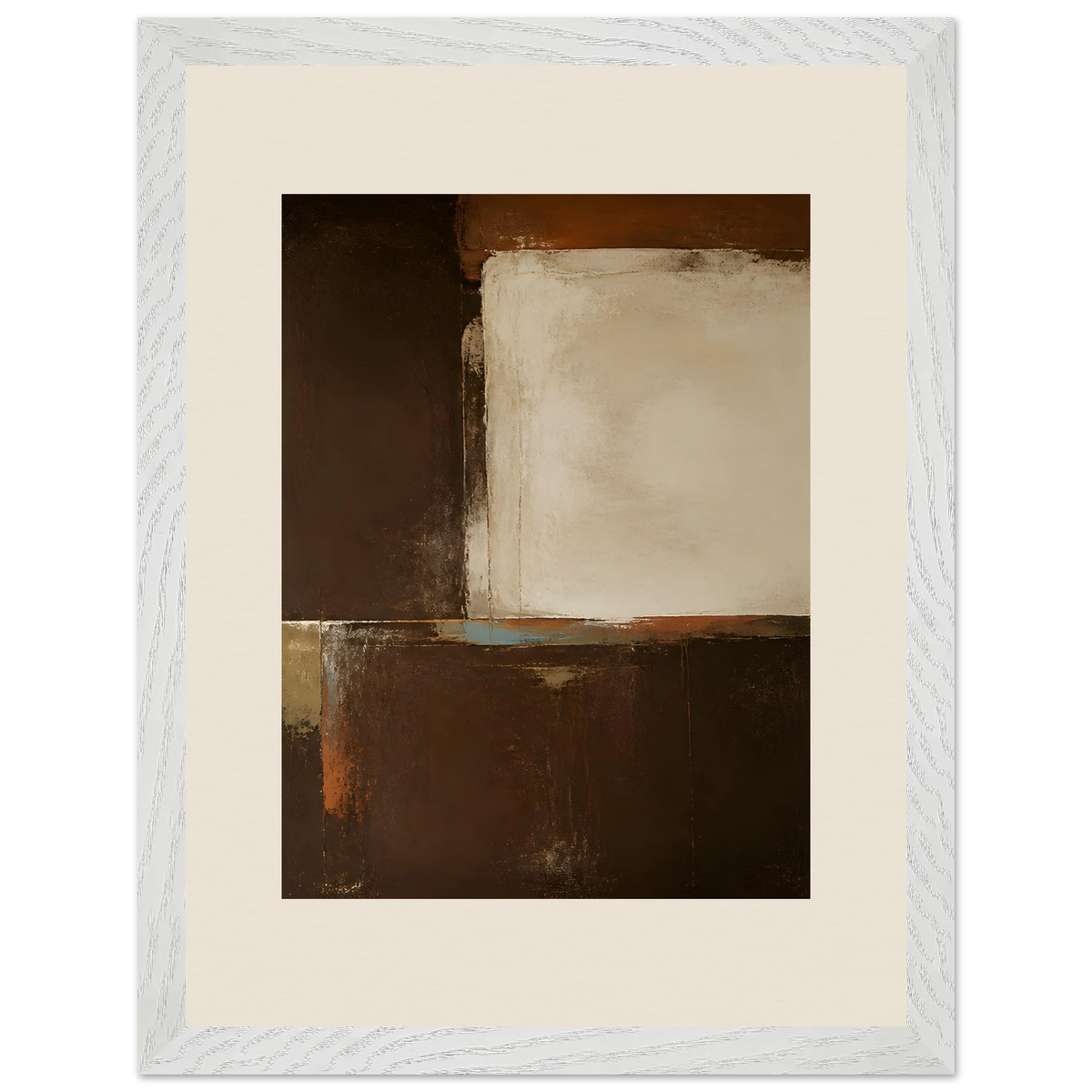 Terracotta Diptych, Panel II of II: two panels, terracotta and cream. Framed fine art print, alternate frame and size.