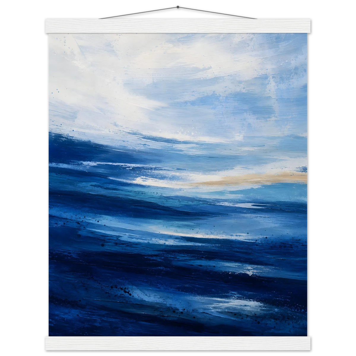 Atlantic Blue: coastline, ocean and texture. Fine art poster with wooden hanger by The Light Stays.