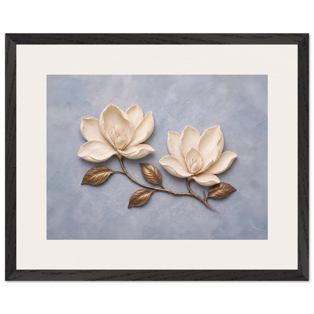 Bronze Magnolia: flowers and botanical. Framed fine art print, alternate frame and size.