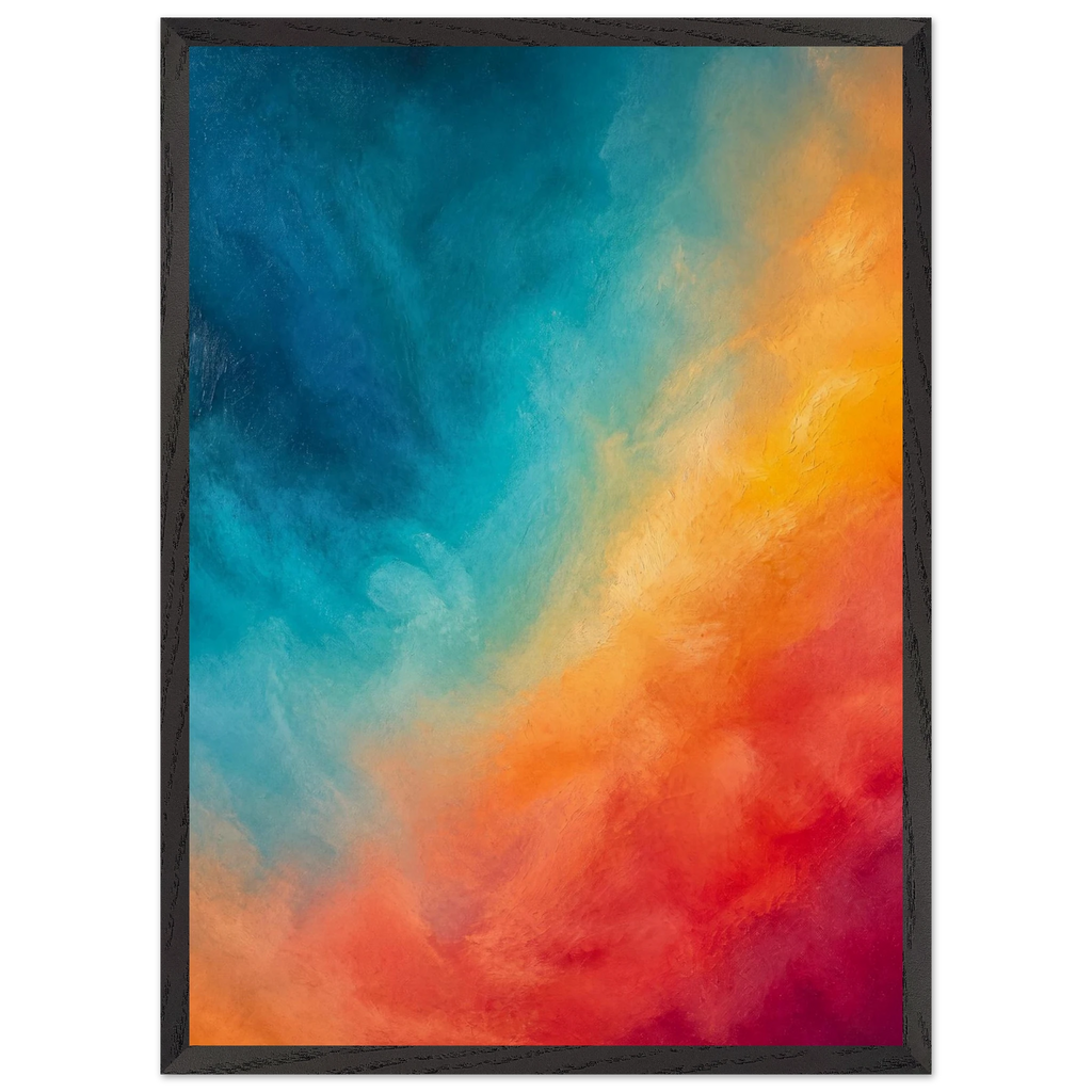 Teal and Orange: gradient, sea and dusk. Framed fine art print, alternate frame and size.