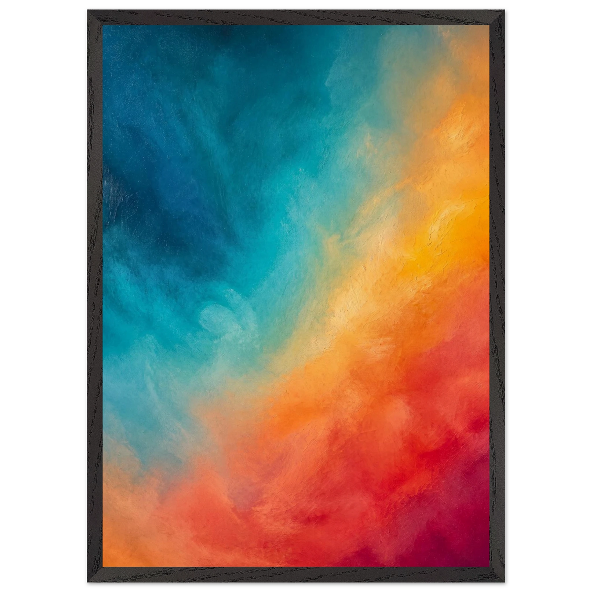 Teal and Orange: gradient, sea and dusk. Framed fine art print, alternate frame and size.