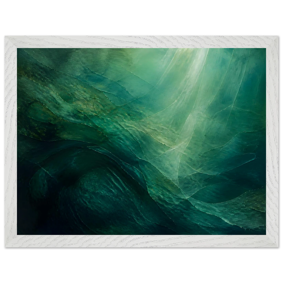 Jade Undertow: ocean, marine abstract and mineral green. Framed fine art print by The Light Stays.