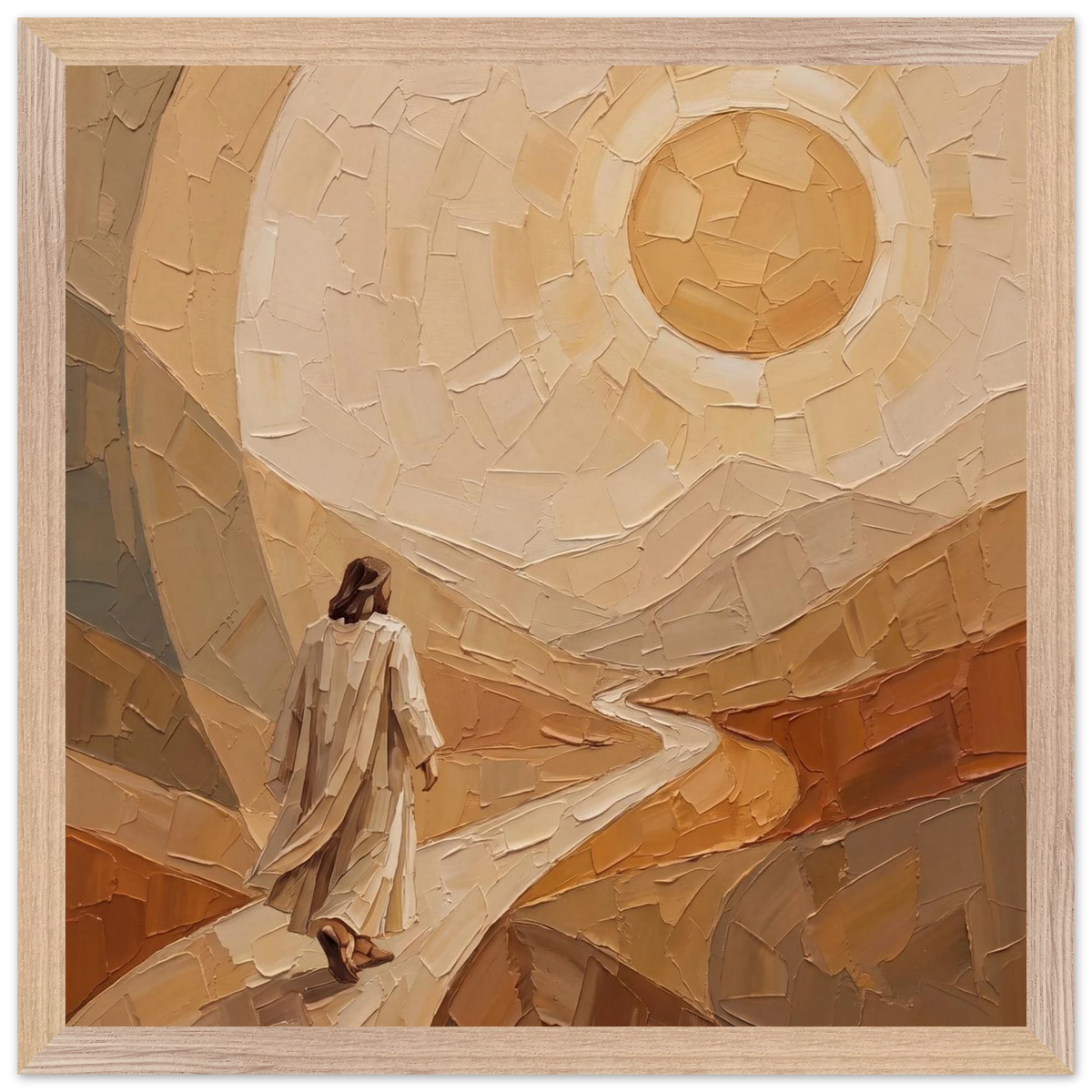 Lightfall: jesus, landscape and golden tones. Framed fine art print by The Light Stays.