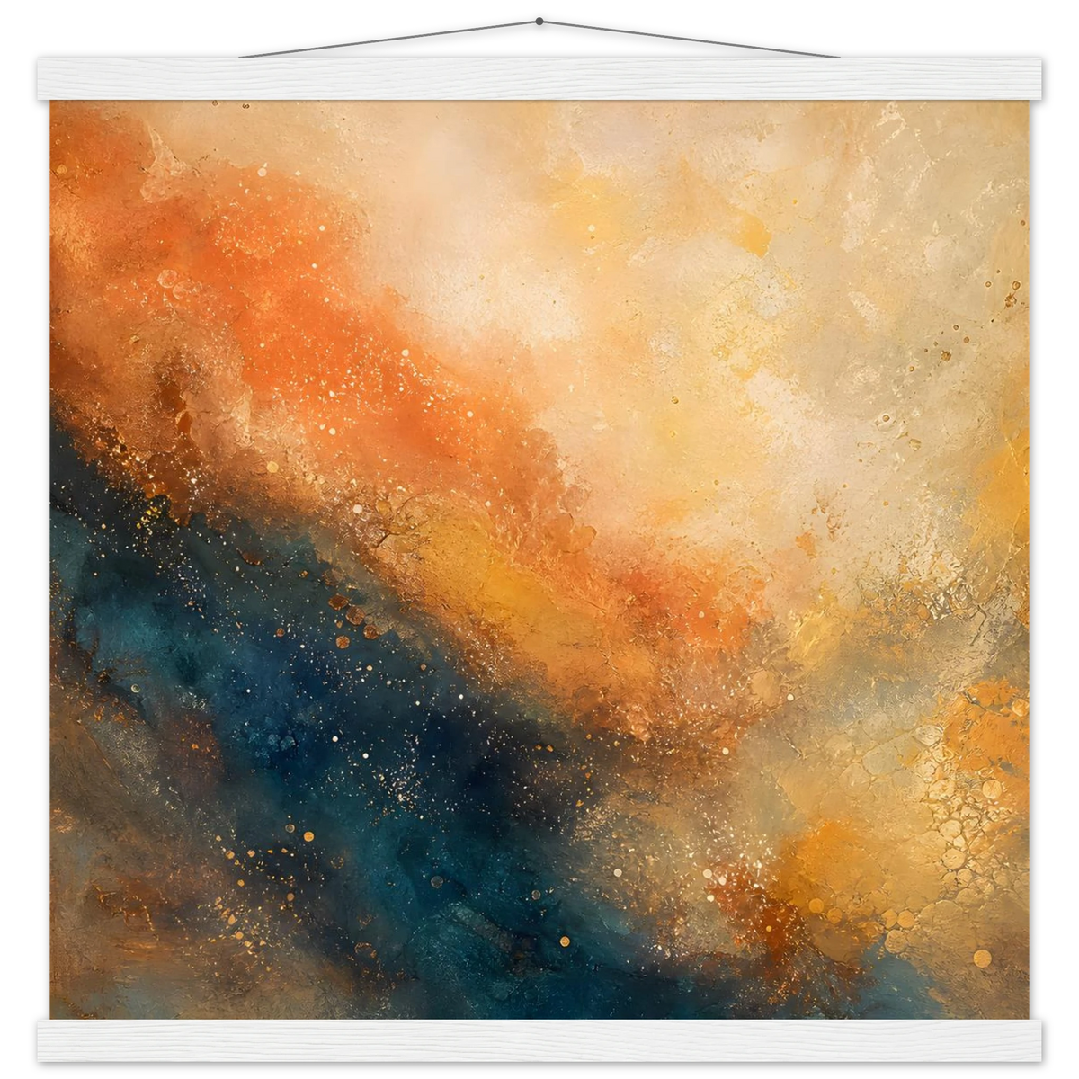 Warm Cosmic Field: galaxy, night sky and celestial art. Fine art poster with wooden hanger by The Light Stays.