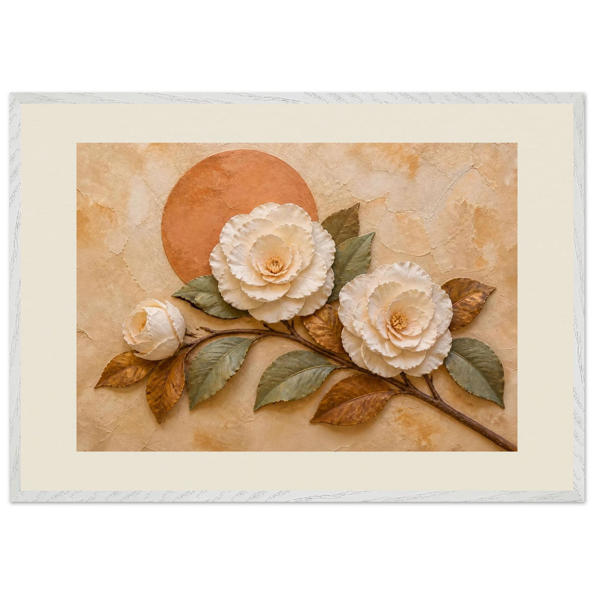 Camellia Eclipse: flowers and botanical. Museum-quality framed fine art print.
